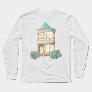 Vintage Watercolor House Long Sleeve T-Shirt